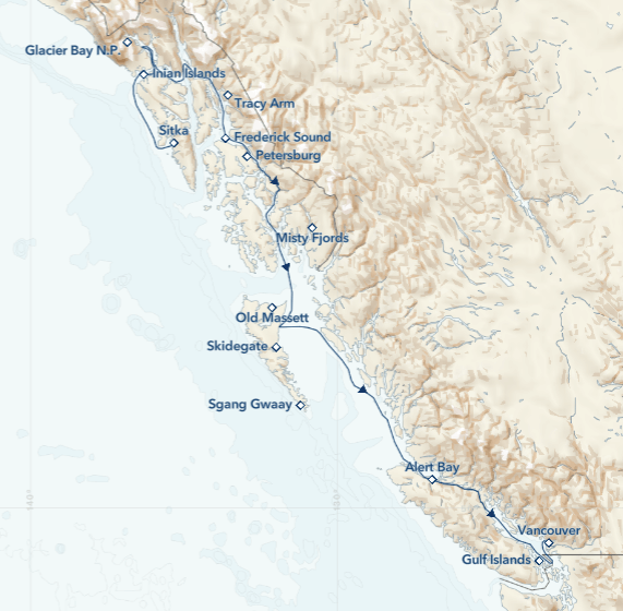 A Remarkable Journey to Alaska, British Columbia, and Haida Gwaii itinerary map