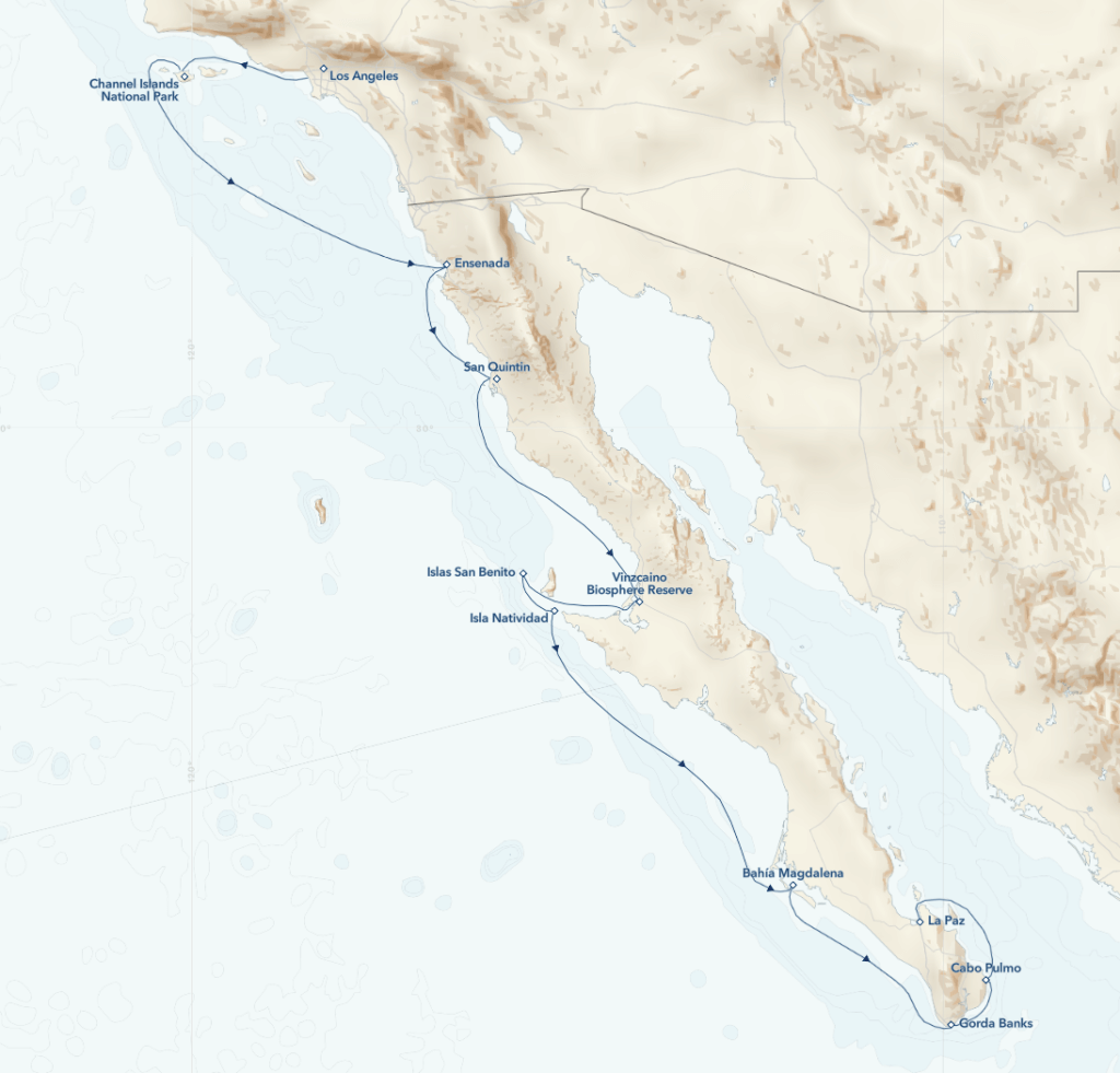 A Southern Migration: From the Channel Islands to Baja California Itinerary Map