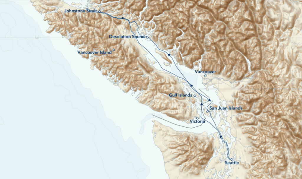 Exploring British Columbia and the San Juan Islands itinerary map