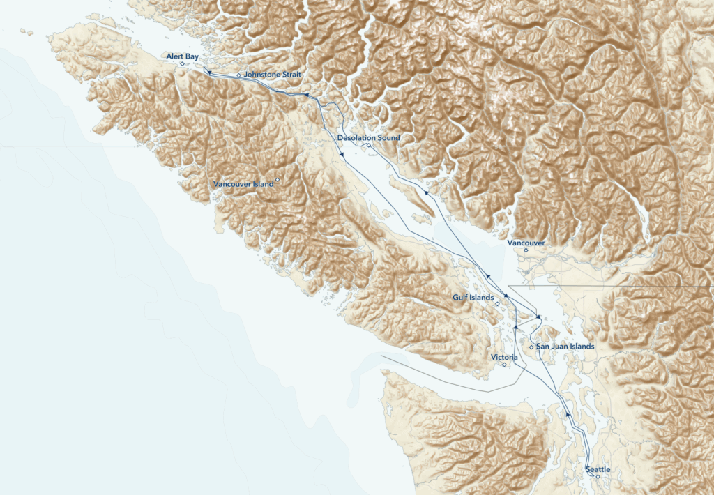 Exploring British Columbia and the San Juan Islands itinerary map
