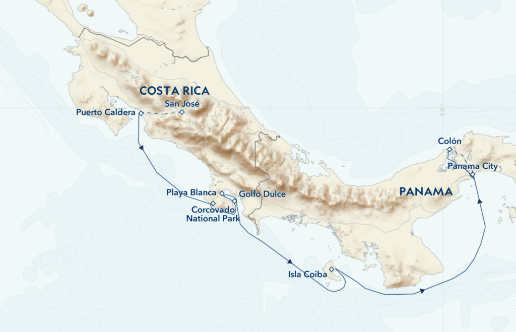 Costa Rica and the Panama Canal Itinerary Map