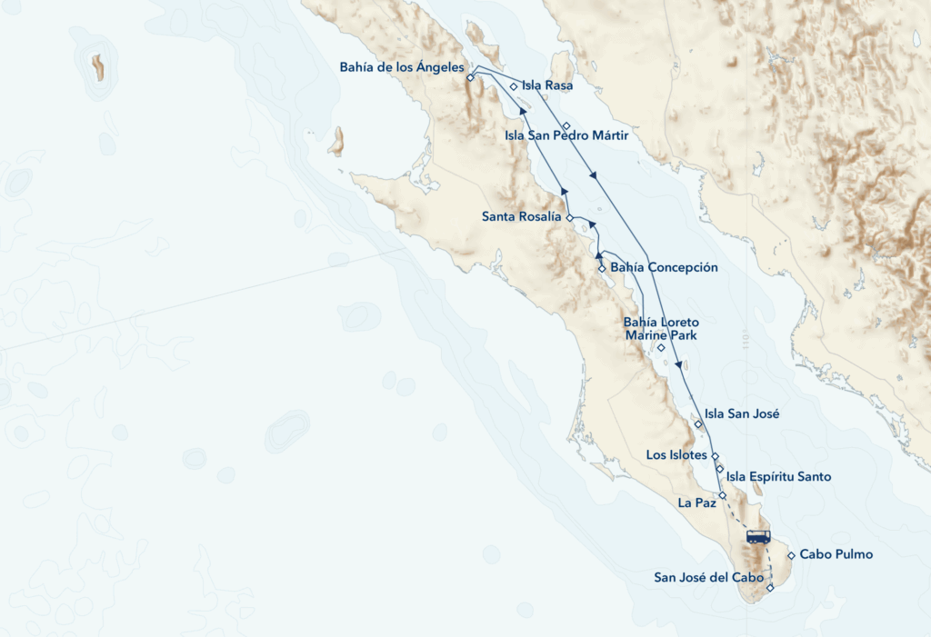 Baja California Discovery: Exploring Mexico’s Gulf of California itinerary map