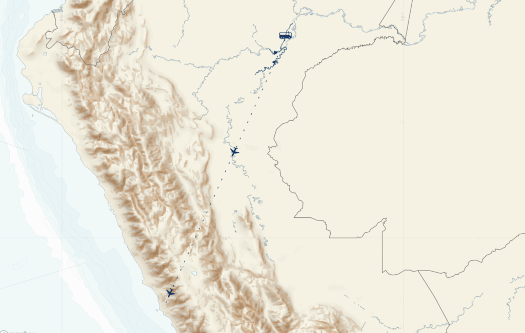 Upper Amazon itinerary map