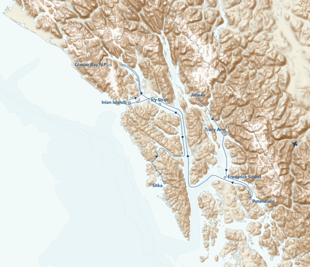 Alaska's Inside Passage itinerary map