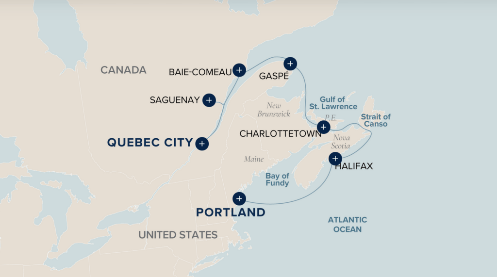 Portland to Québec City itinerary map