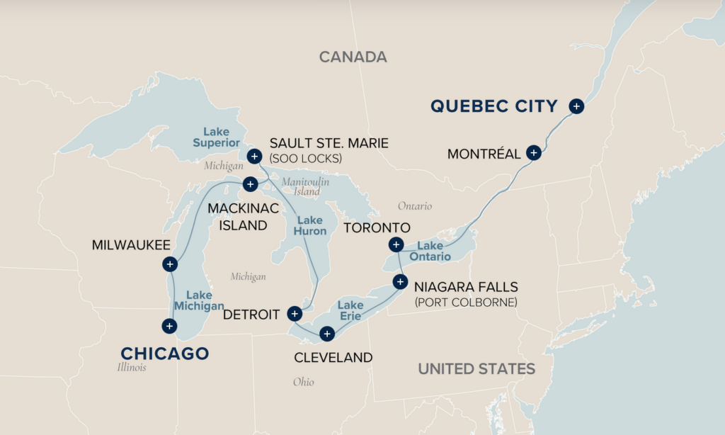 5 Great Lakes & St. Lawrence Seaway itinerary map