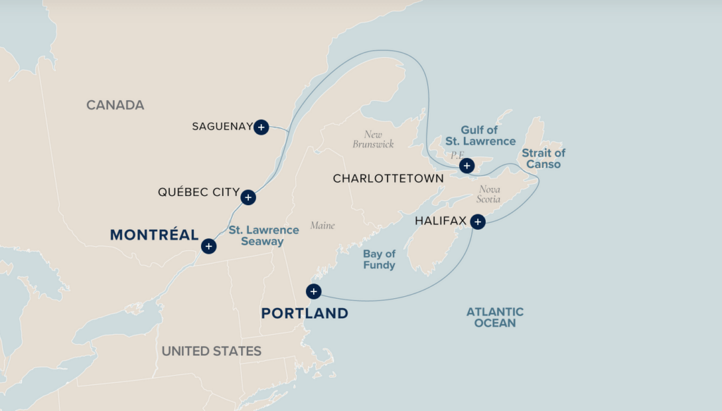 New England & Canada - Montréal to Portland itinerary map