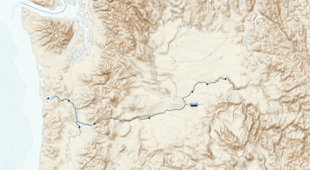 Columbia and Snake Rivers: Food, Wine and History itinerary map