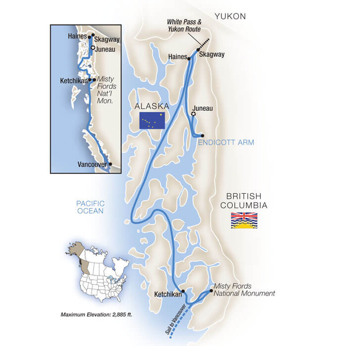 TauckAlaskaAlaskasInsidePassageItineraryMap Sunstone Tours