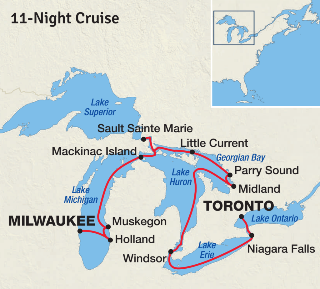 Great Lakes & Georgian Bay Itinerary Map