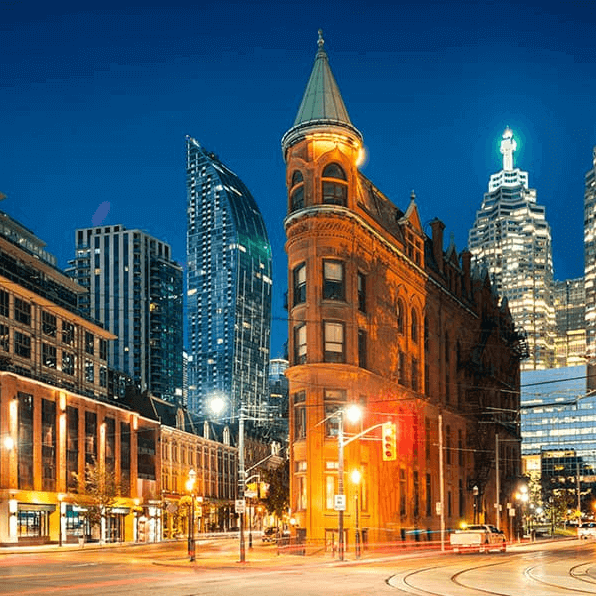 The Gooderham Building in Toronto at night