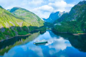 Small ship in an Alaskan Cove