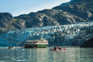 Kayaking near Wilderness Adventurer in Glacier Bay National Park