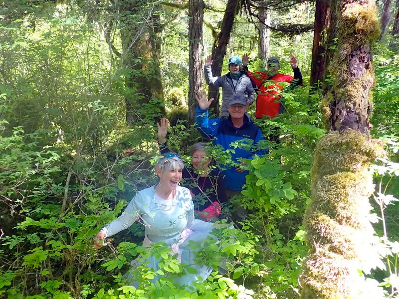 Guests hiking in Stephens Passage