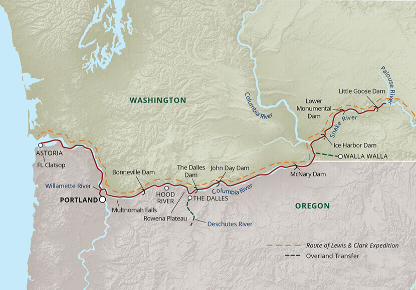 Rivers of Adventure and Wine itinerary map