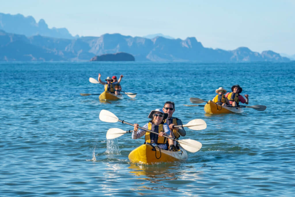 Guests kayaking in Agua Verde