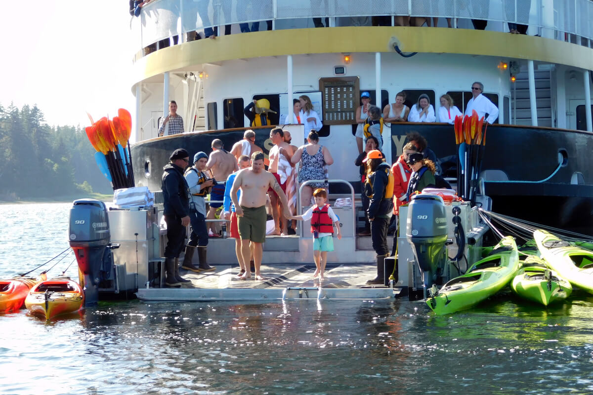 Father and son polar plunge from the S.S. Legacy