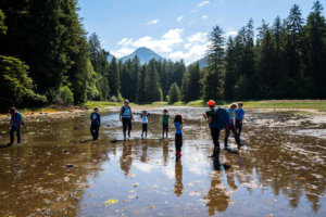 Kids hiking on Kuiu Island with expedition guides