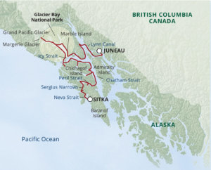 Northern Passages & Glacier Bay itinerary map