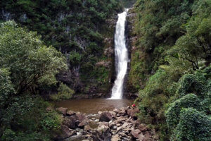 Halawa Valley waterfall, Molokai, Hawaii