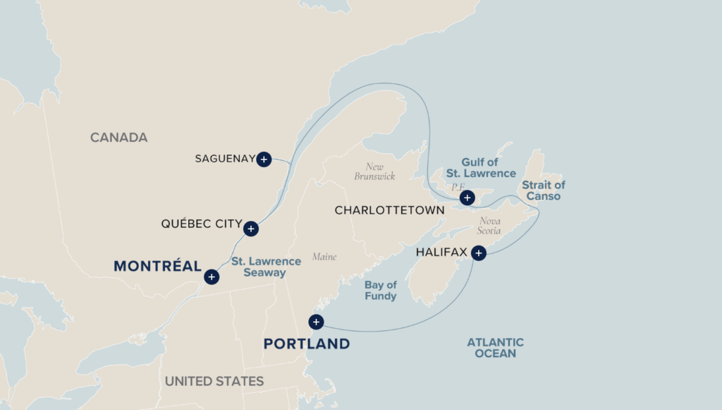 10-day New England & Canada cruise itinerary map