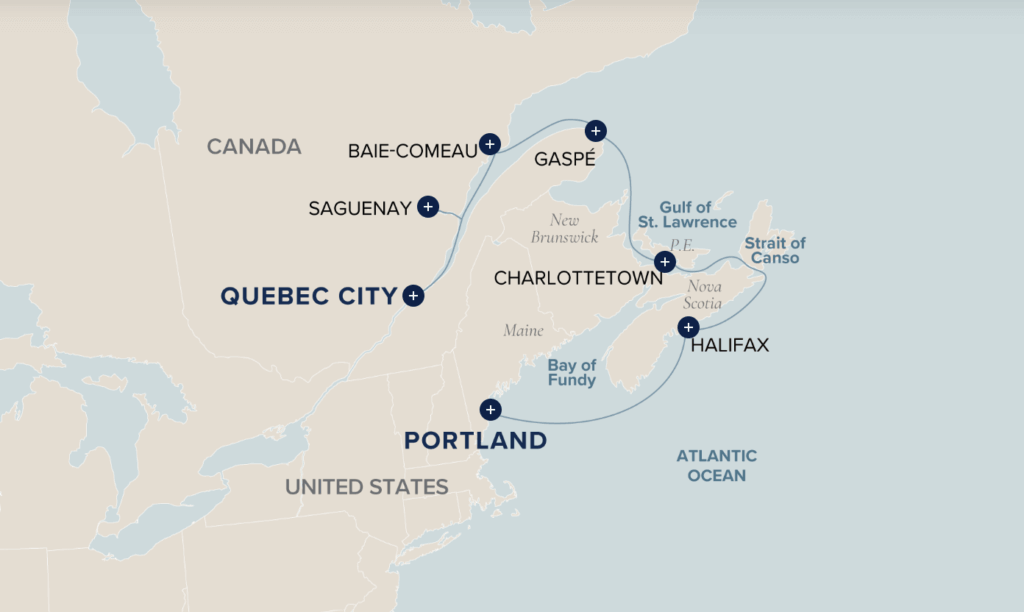 11-day New England & Canada cruise itinerary map