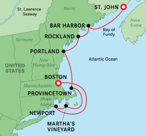Boston to St. Johns itinerary map