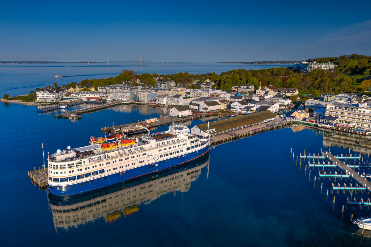 Victory cruise ship docked at Mackinac Island, Michigan