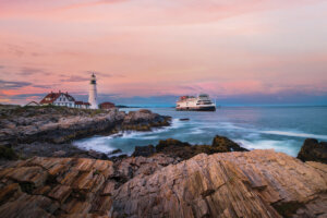 Portland Light, with the Victory I sailing past