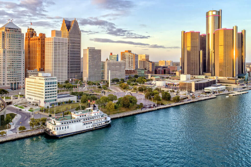 Riverfront in Detroit Michigan