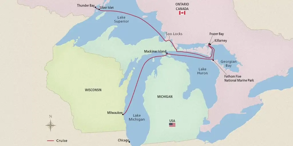 Great Lakes Explorer itinerary map