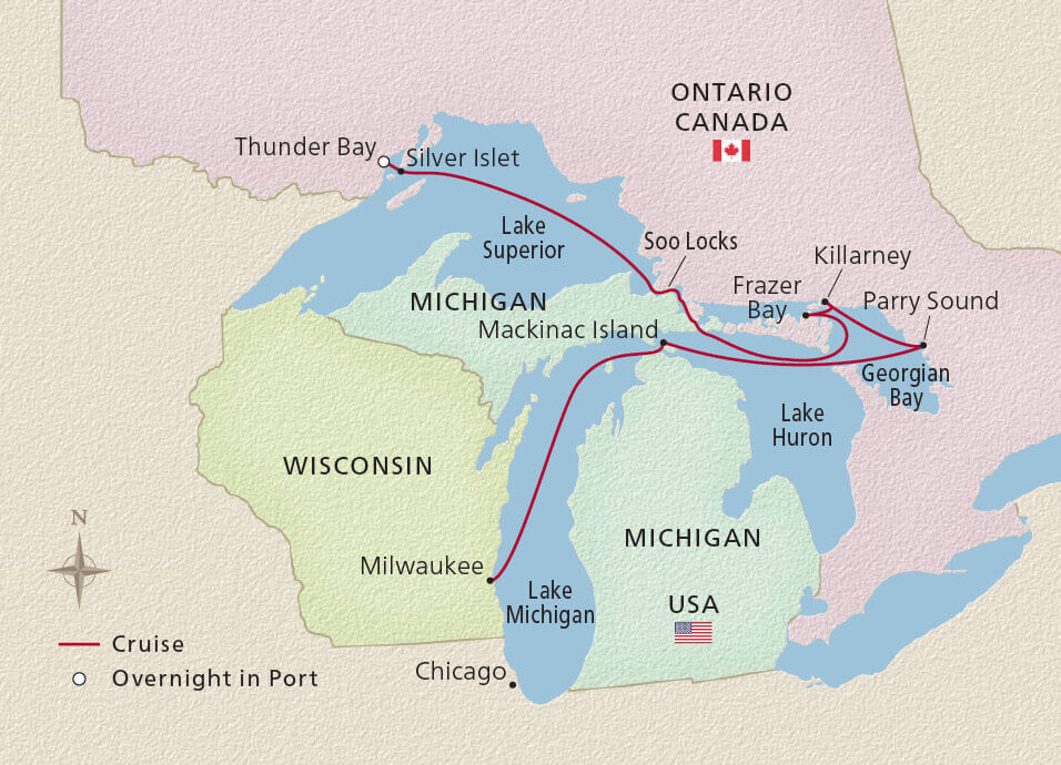 Great Lakes Explorer Itinerary Map