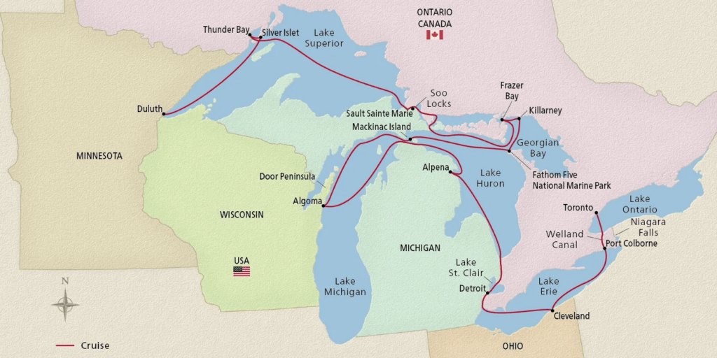 Great Lakes Collection itinerary map