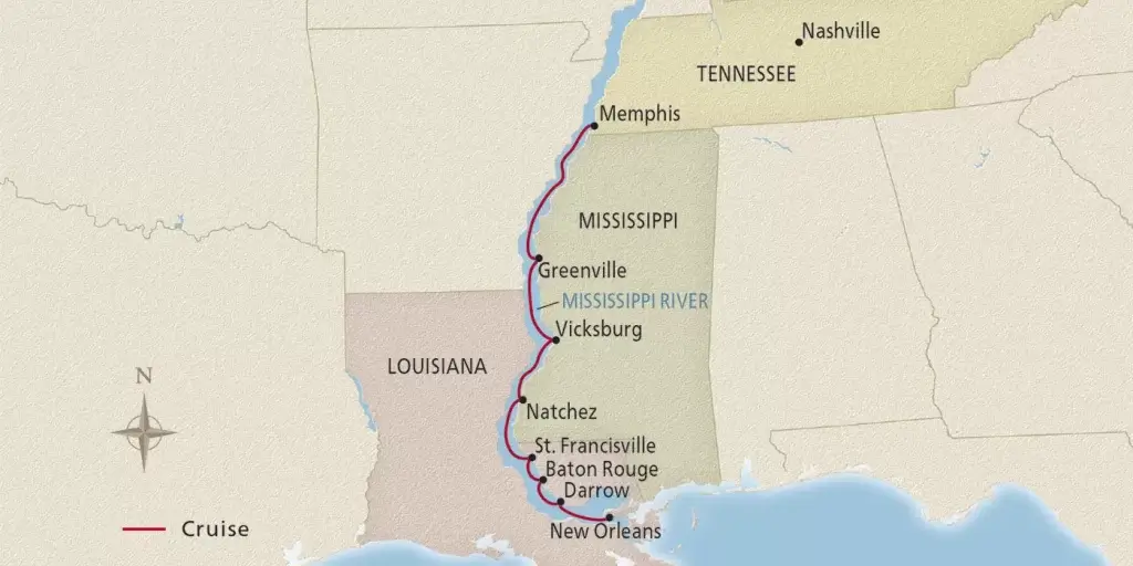 Mississippi Delta Explorer itinerary map