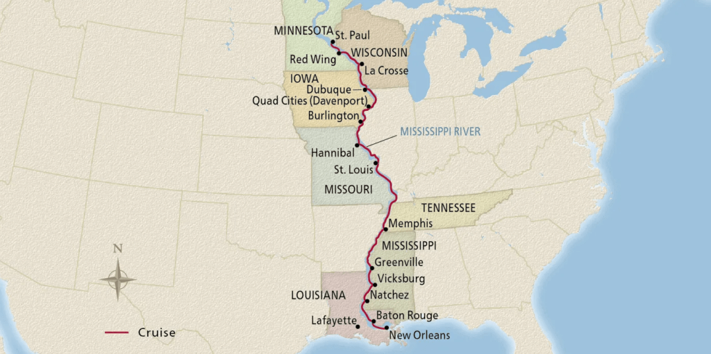 America’s Great River itinerary map
