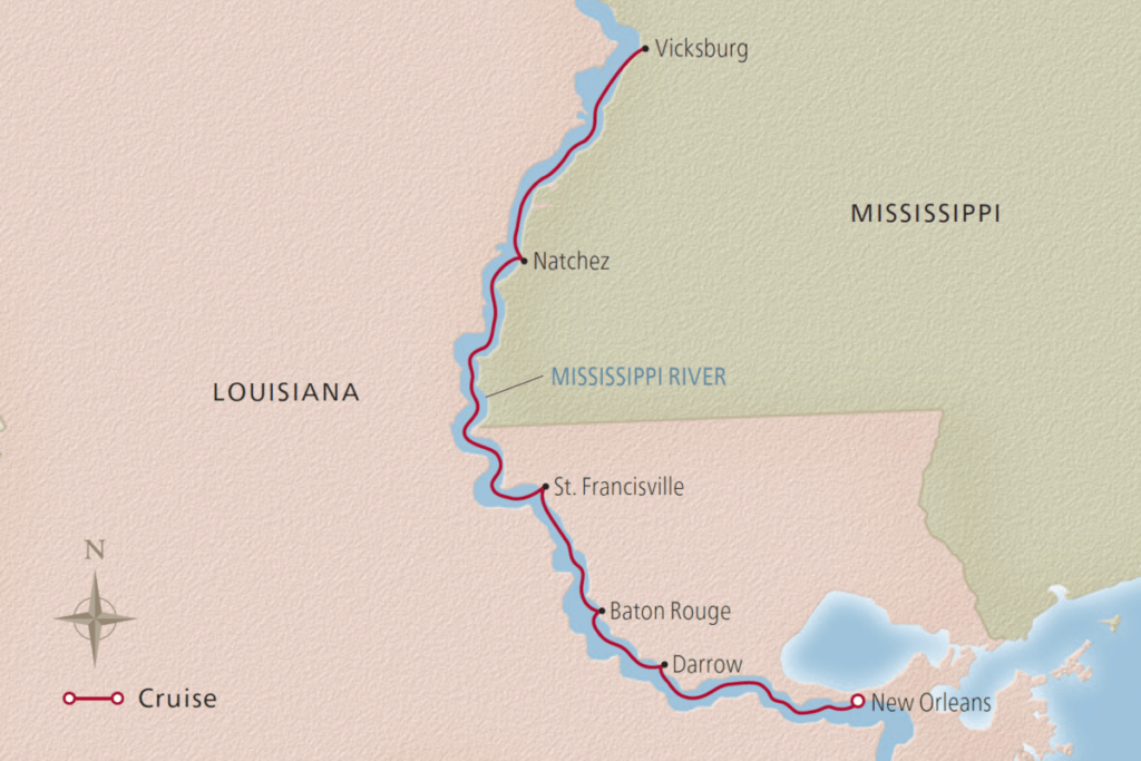 Southern Celebration Itinerary Map