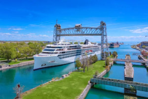 Viking Octantis sailing through locks in the Great Lakes