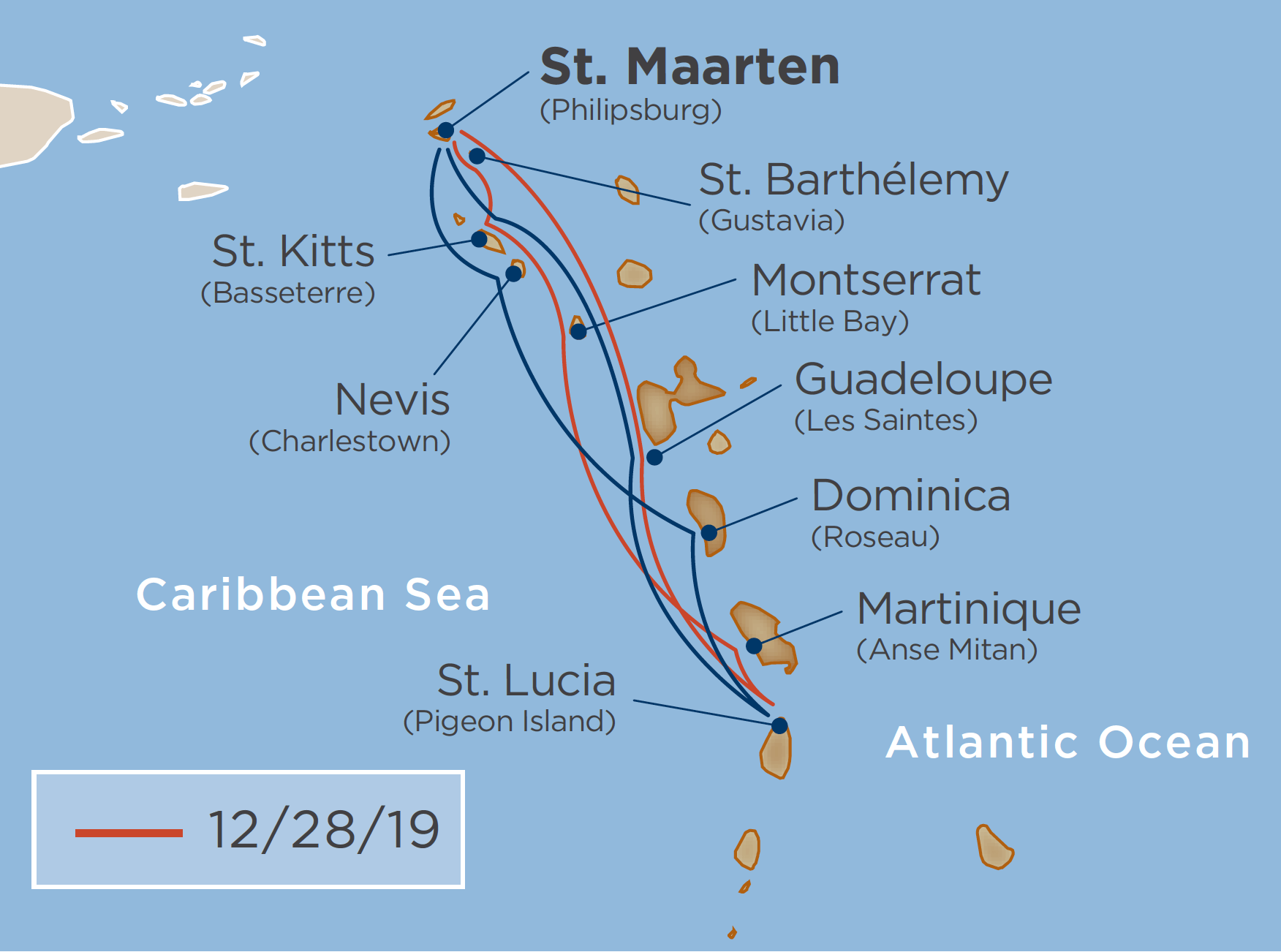 WS Caribbean Classic Caribbean Itinerary Map 