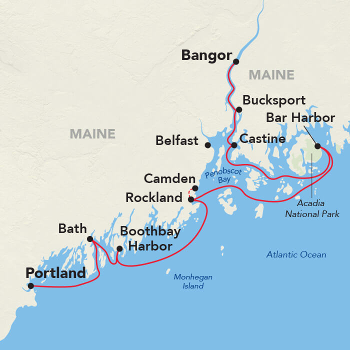 Maine Coast and Harbors Cruise itinerary map