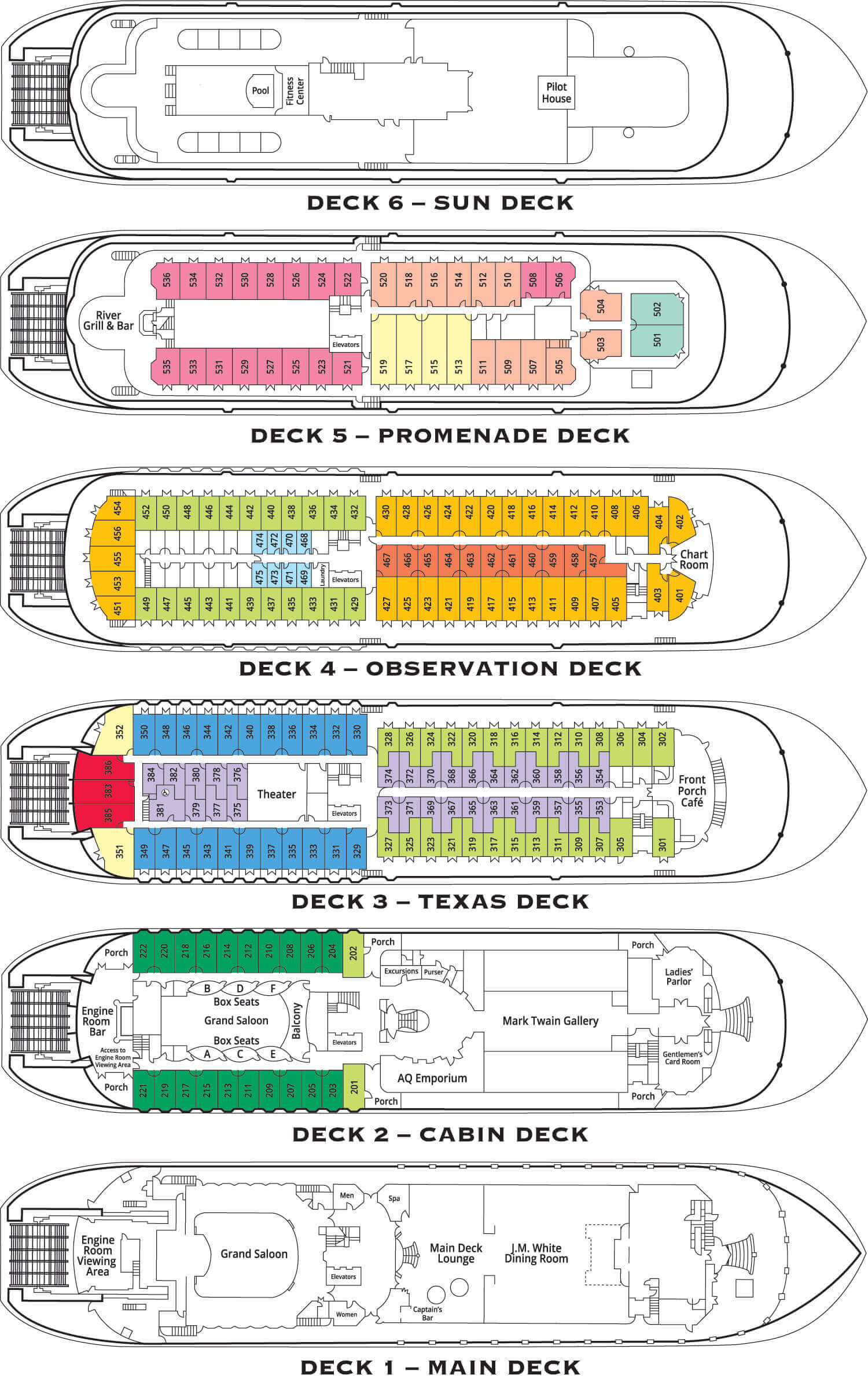 American Queen Deck Plan