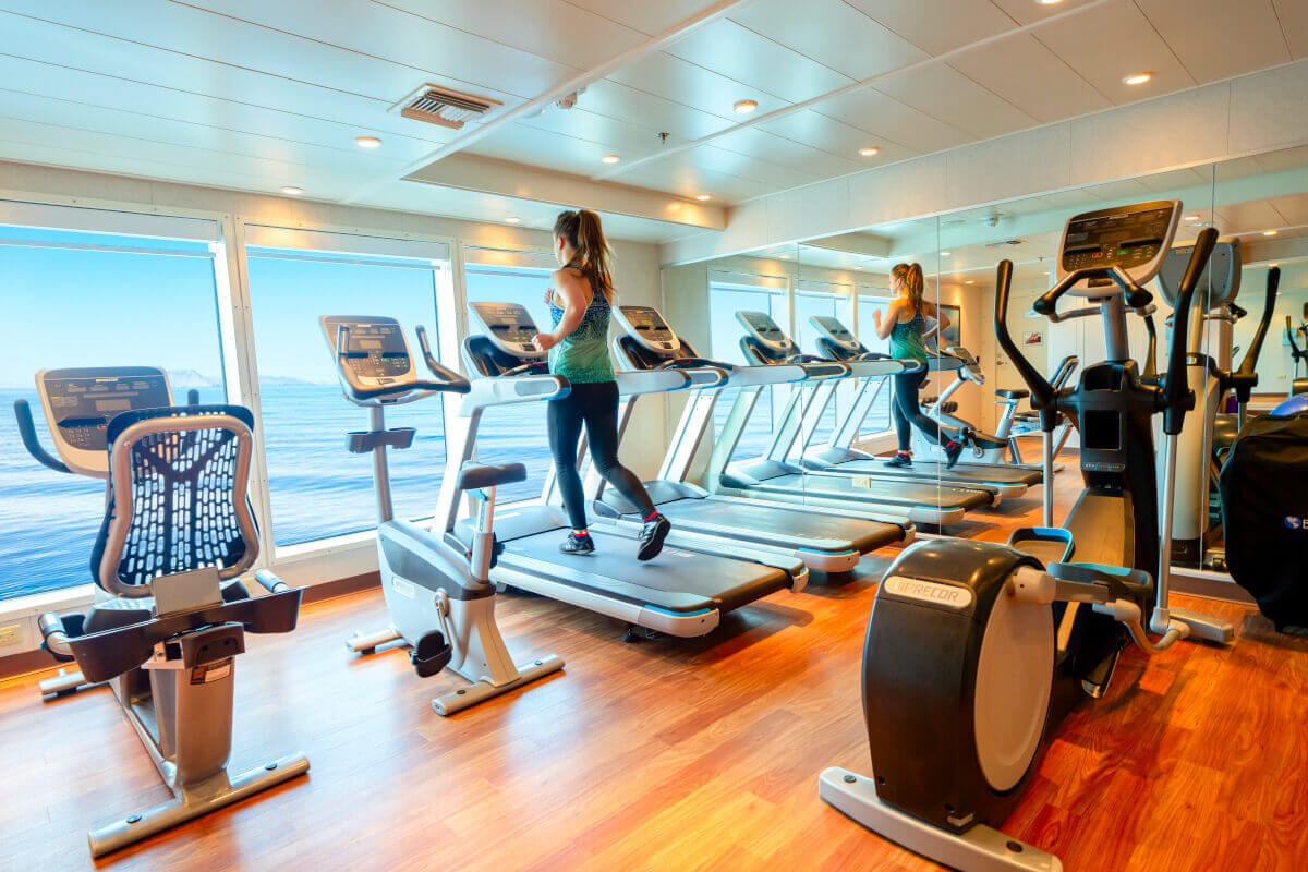 Fitness room aboard National Geographic Quest