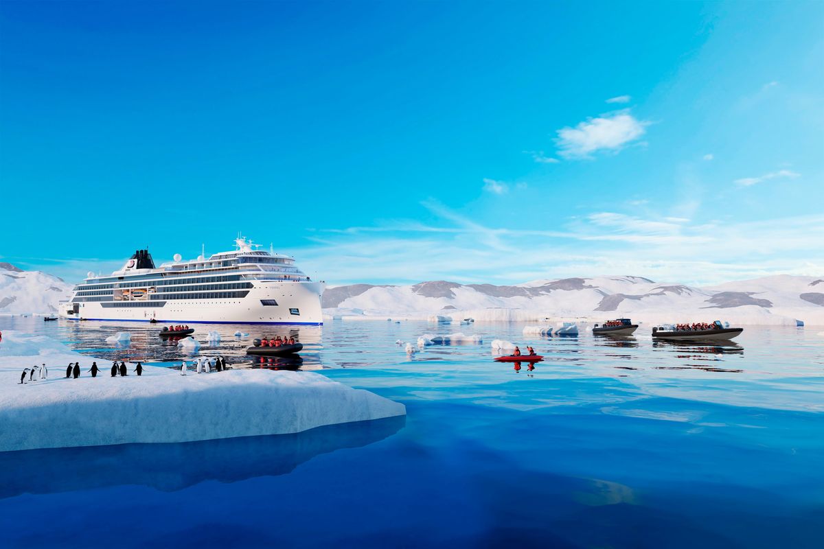 Viking Expedition ship in Antarctica